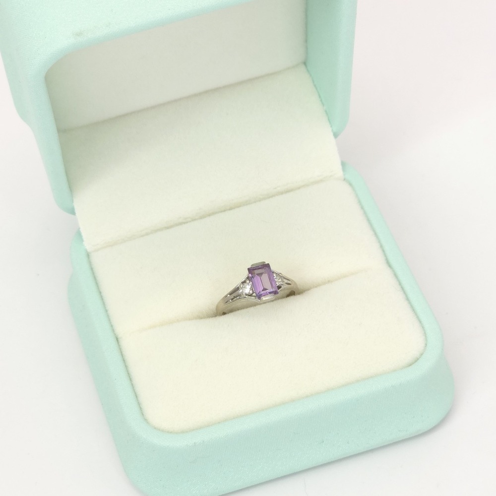.60ct 10k Emerald Cut Purple Blue Synthetic Alexandrite Ring Child Size 2.25 - Picture 8 of 17